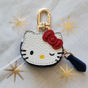 Hello Kitty White, Blue and Red Winking Coin Pouch Keychain